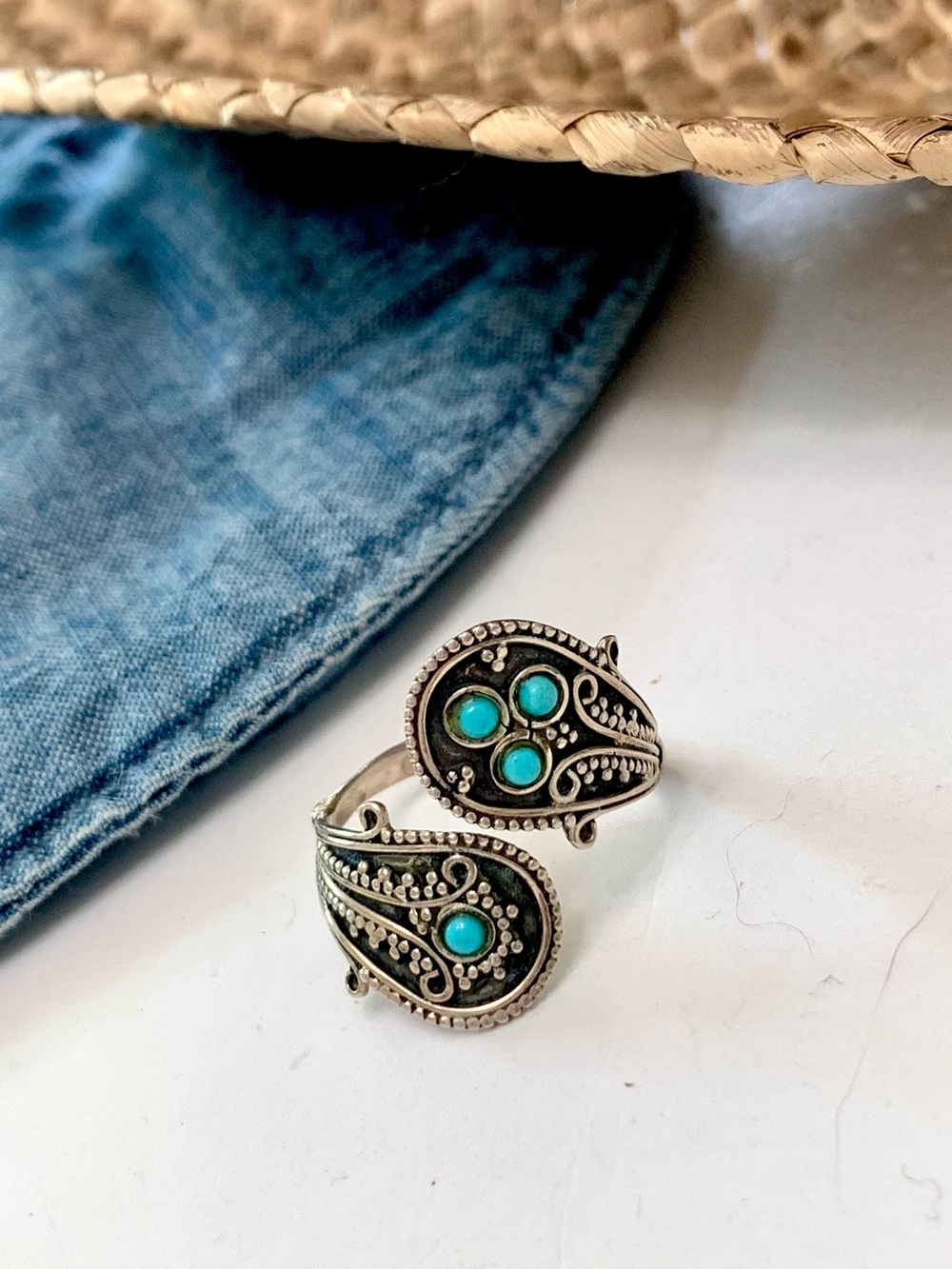 Boho for Besties: Solid Sterling Silver & Turquoise Spoon Wrap Ring